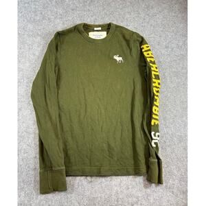 Y2K Abercrombie & Fitch Muscle Shirt Mens Medium Green Spellout Long Sleeve Tee